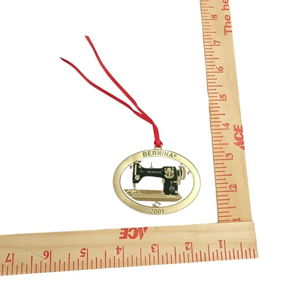 Vintage 2001 Bernina Model 117 Sewing Machine Gold Metal Christmas Ornament